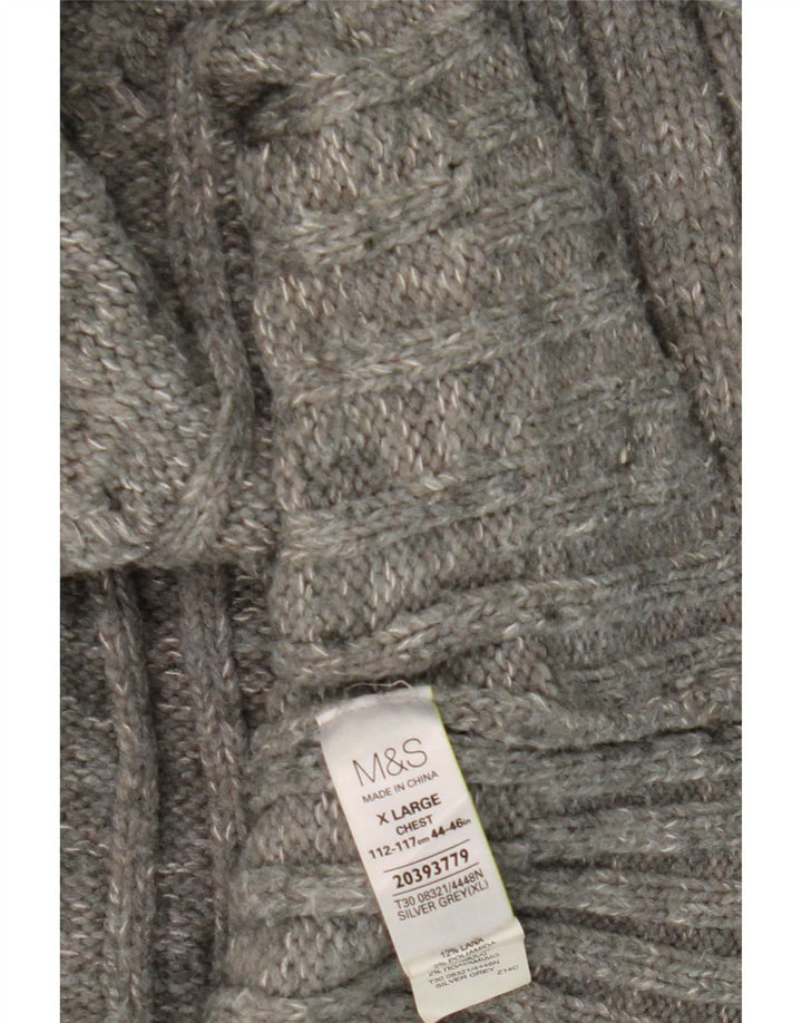 Suéter masculino Marks & Spencer com zíper e gola XL cinza acrílico