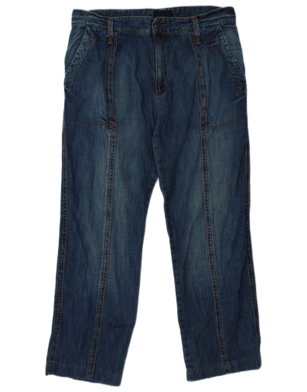Calça jeans reta feminina CALVIN KLEIN W33 L29 algodão azul