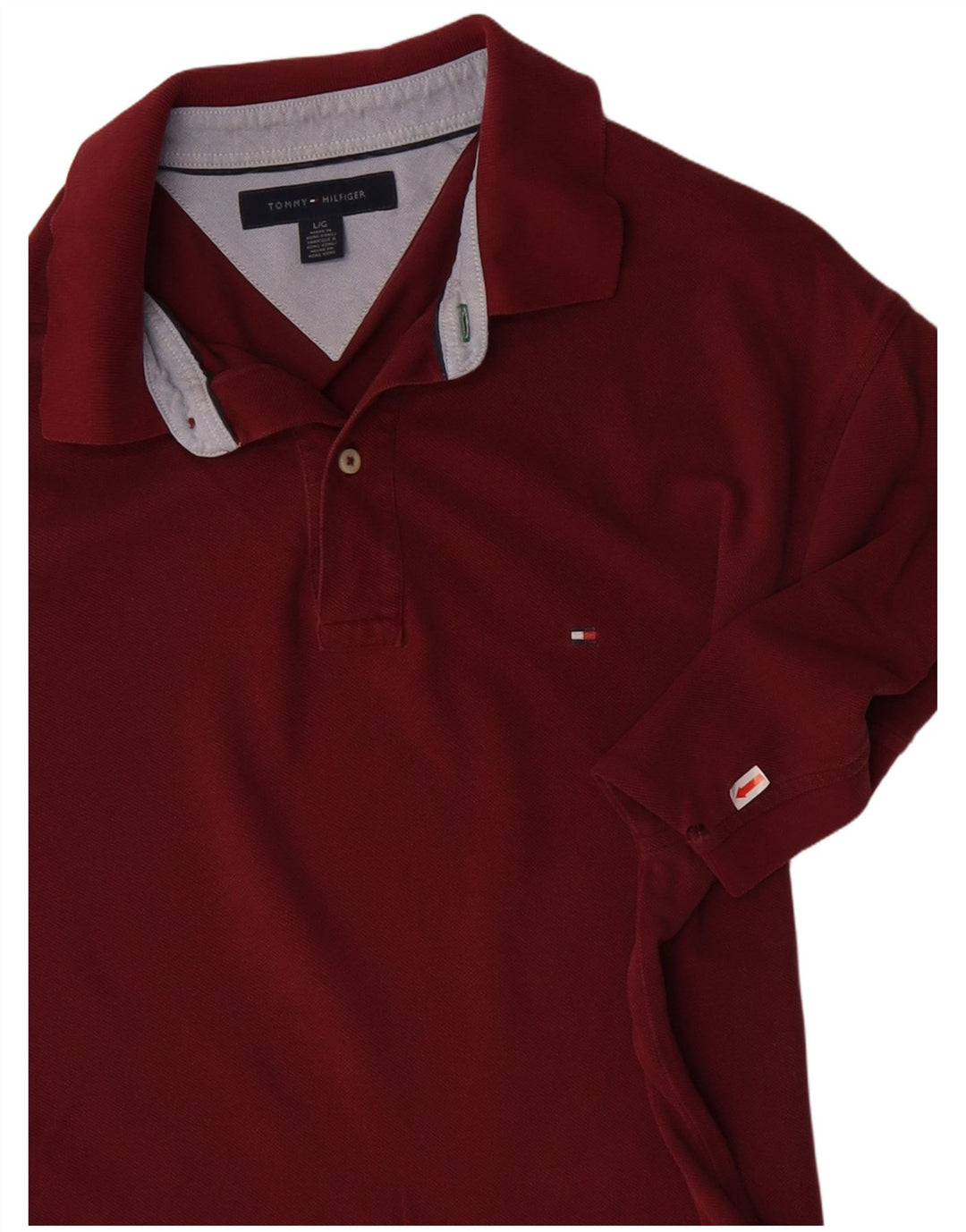 Camisa polo masculina TOMMY HILFIGER grande algodão Borgonha