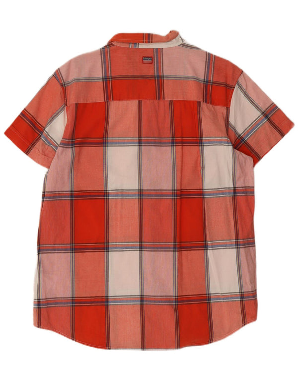 Camisa masculina Wrangler de manga curta com ajuste regular XL vermelho xadrez algodão