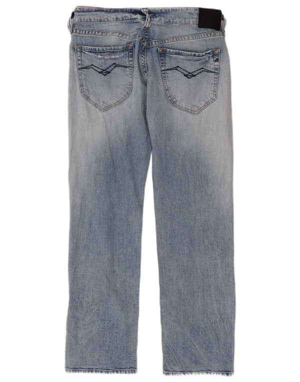 Replay Jeans retos femininos desgastados W30 L30 azul algodão