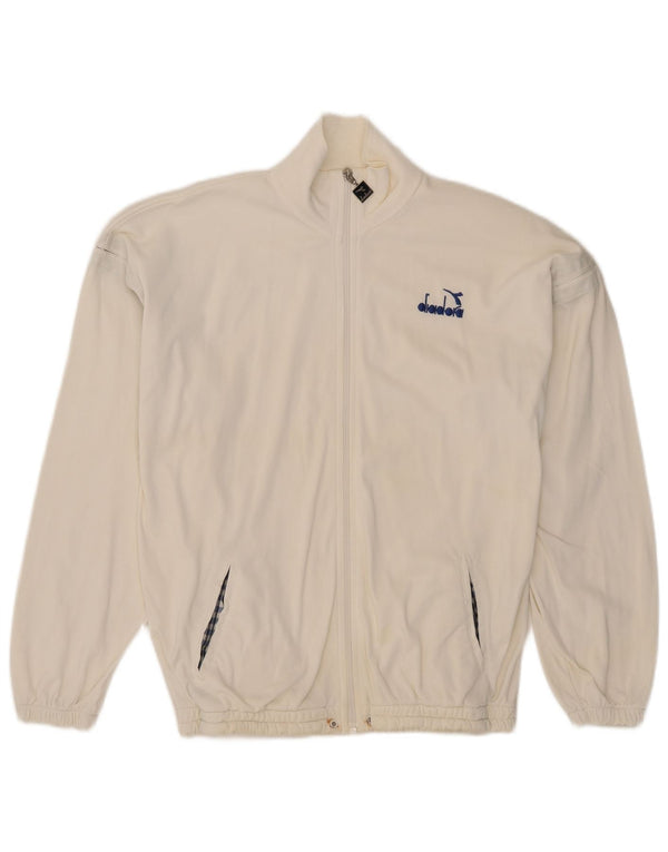 DIADORA Mens Tracksuit Top Jacket UK 38 Médio Branco