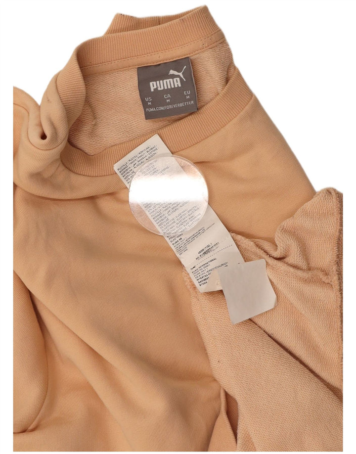 PUMA moletom feminino oversized jumper UK 14 médio algodão amarelo