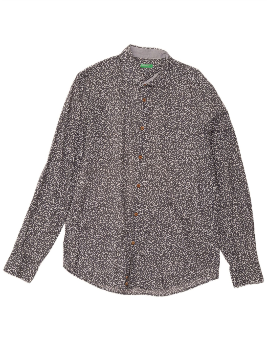 Camisa masculina Benetton grande algodão floral azul