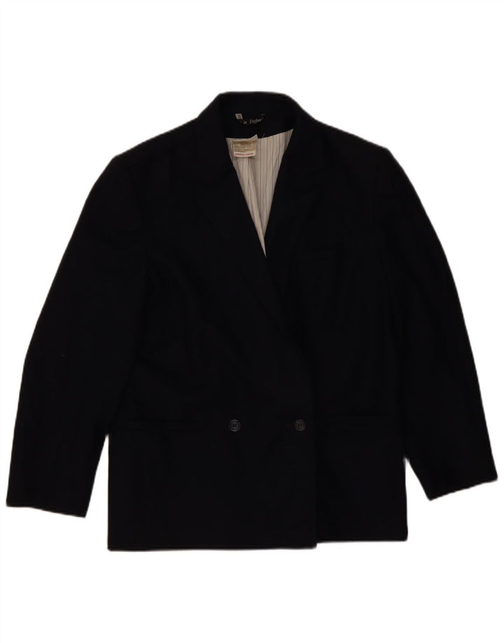LAURA ASHLEY Jaqueta blazer feminina com peito duplo Reino Unido 14 lã preta média