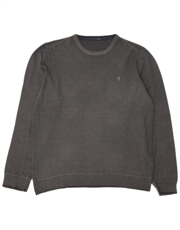 TRUSSARDI JEANS Suéter masculino com gola redonda 2XL lã cinza