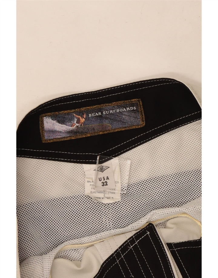 Bear Mens Graphic Casual Shorts W32 Médio Branco Colorblock Poliéster