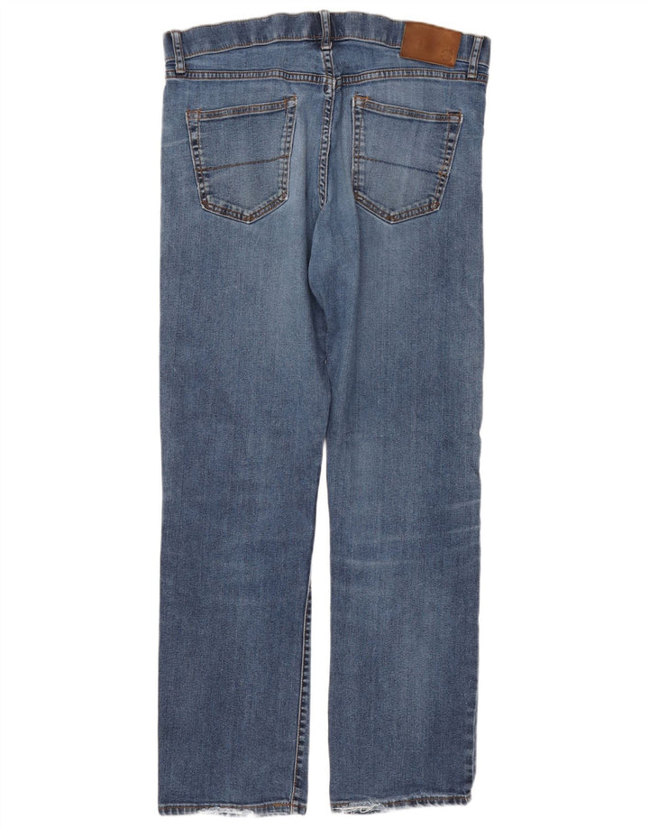 Calça jeans reta regular masculina Marks & Spencer W36 L33 azul algodão