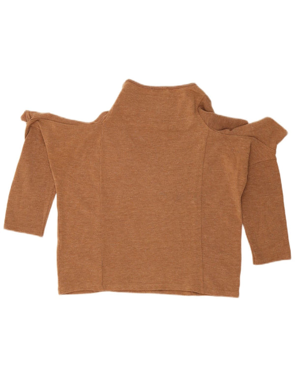 Blusa feminina Zara com ombros de fora, Reino Unido 14, bege médio manchado