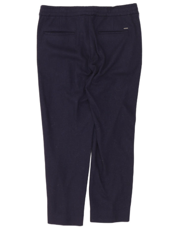 Calça masculina cortada slim Massimo Dutti UE 38 pequena W30 L25 lã azul marinho