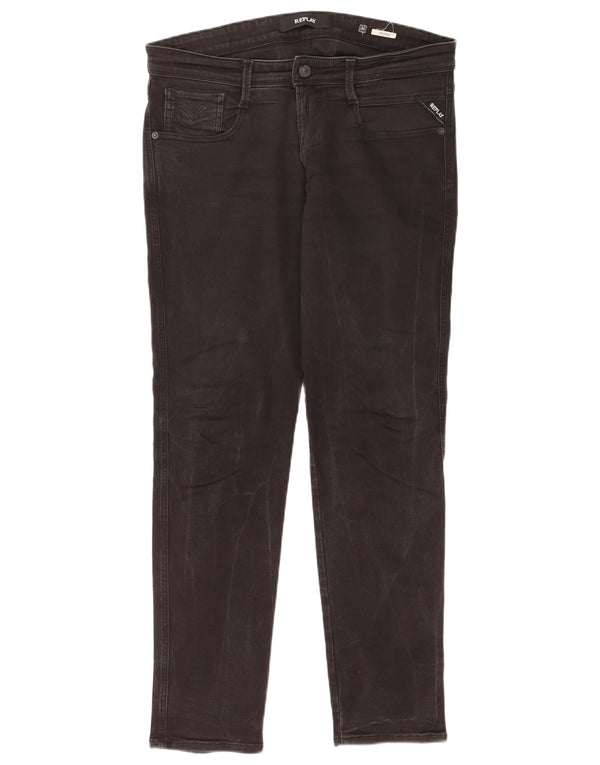 Replay Mens Anbass Slim Jeans W34 L32 Algodão Preto