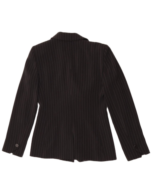 Jaqueta blazer feminina Emporio Armani com 1 botão Reino Unido 8 listras pretas pequenas