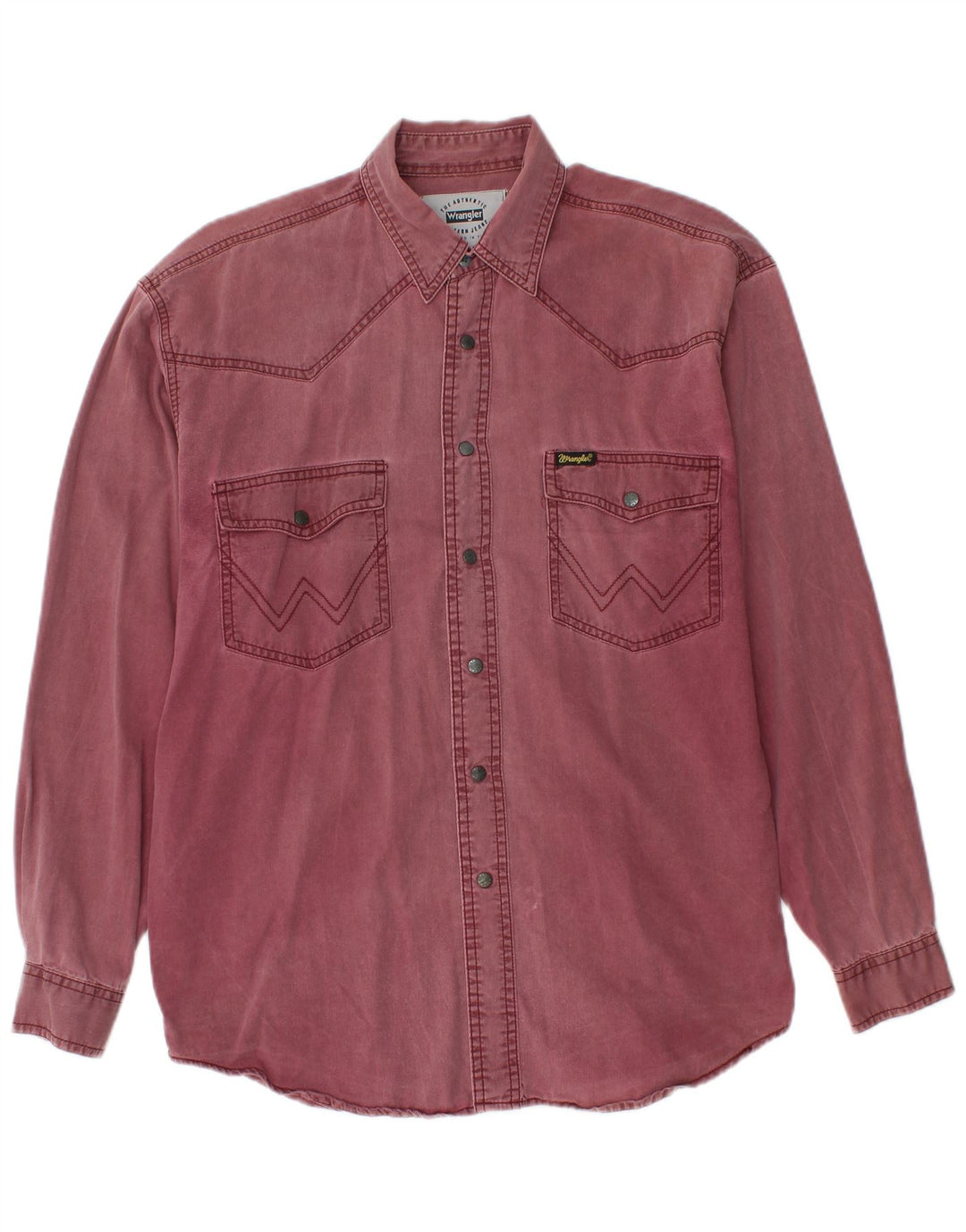 Camisa jeans masculina ocidental WRANGLER pequena de algodão cor de vinho