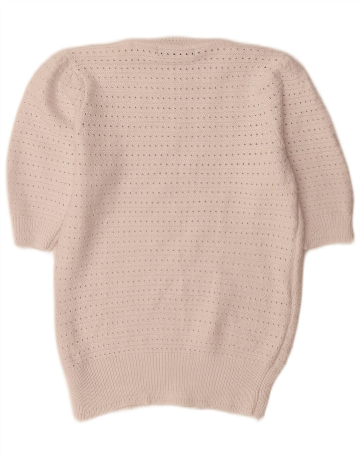 Suéter feminino Marks & Spencer com gola redonda Reino Unido 10 pequeno branco
