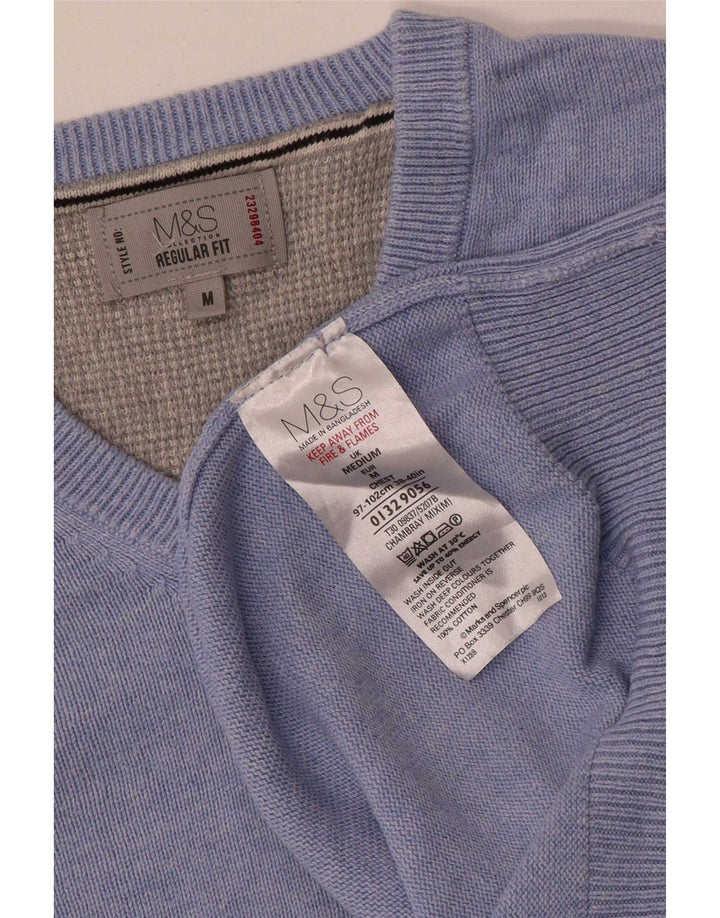 Regata masculina de ajuste regular Marks & Spencer de algodão azul médio