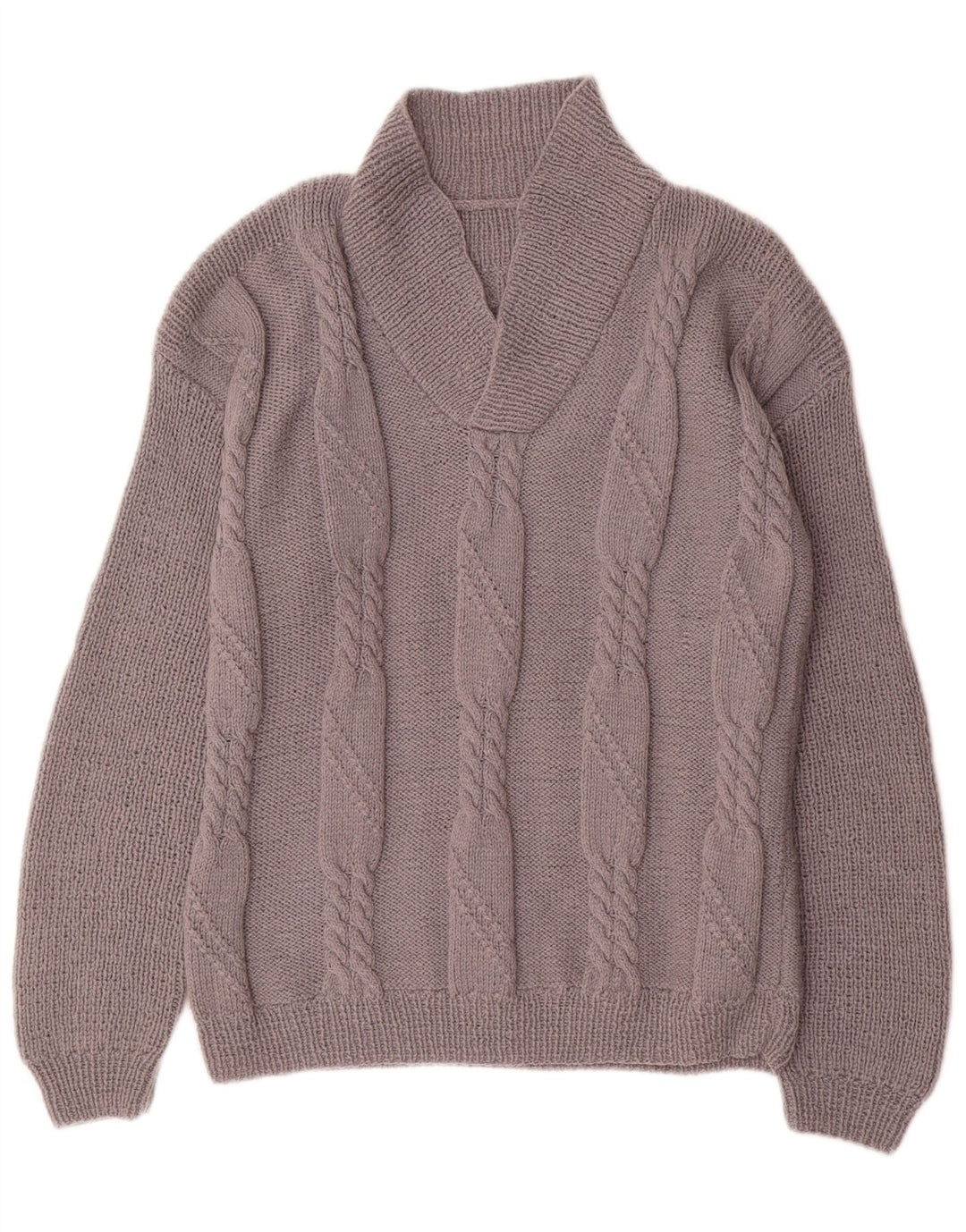 Suéter masculino vintage com gola xale cinza médio