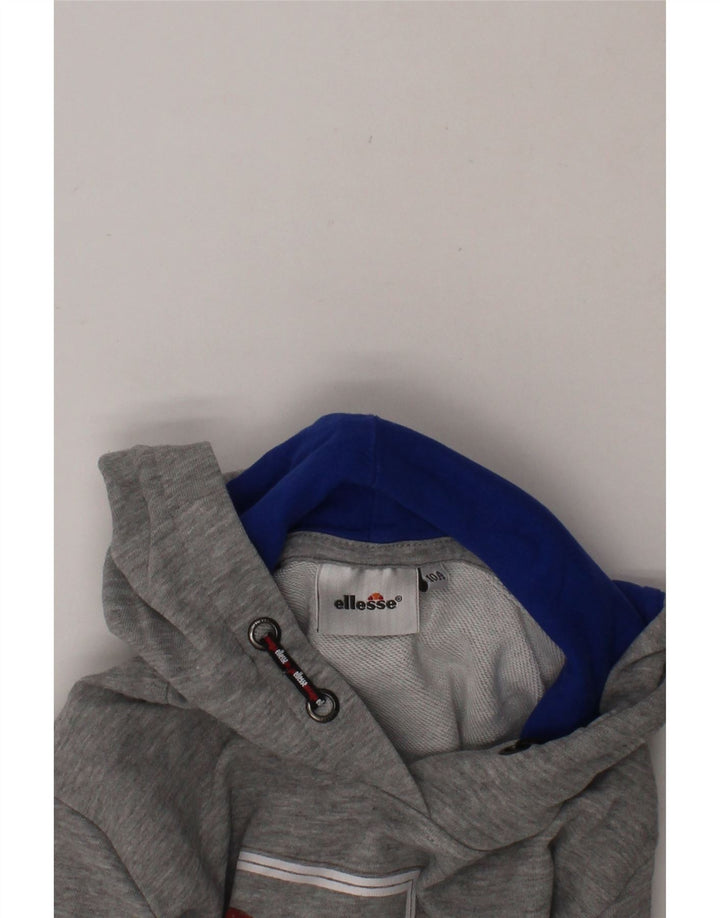 ELLESSE Boys Graphic Hoodie Jumper 9-10 Years Grey Cotton Vintage Ellesse and Second-Hand Ellesse from Messina Hembry 