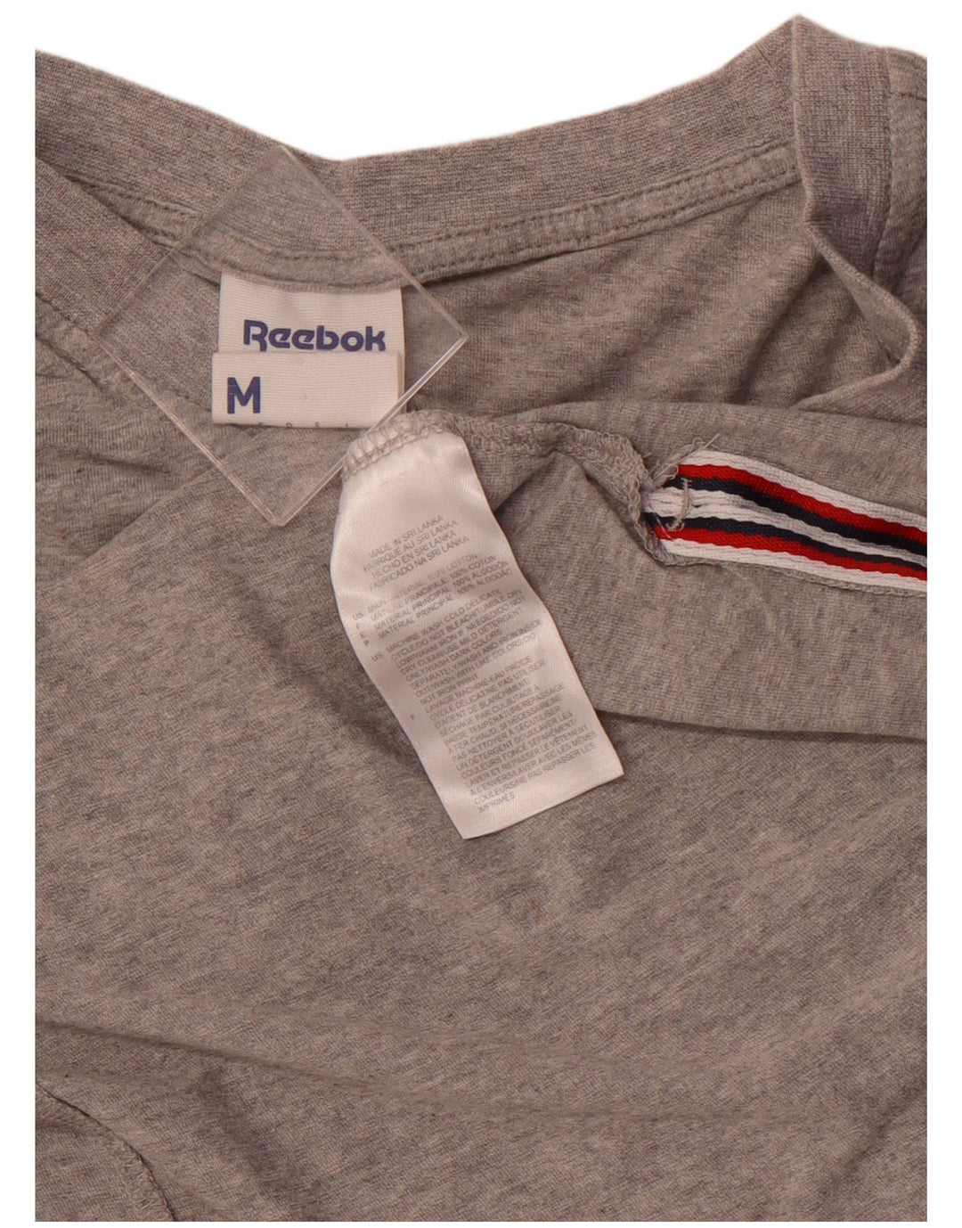 REEBOK Camiseta feminina clássica gráfica Top UK 12 algodão cinza médio