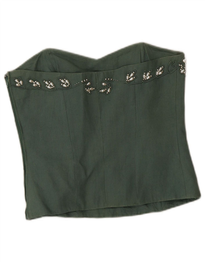 Angelo Santagostino Conjunto de saia feminina de 2 peças IT 44 Médio W26 Verde Designe