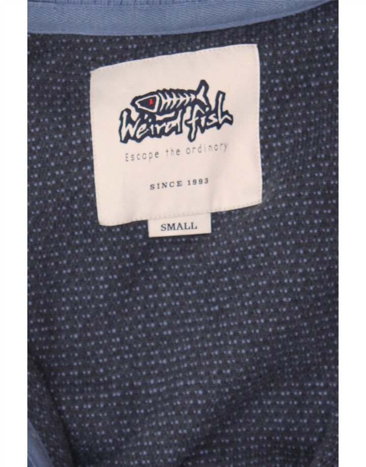 WEIRD FISH Mens Cardigan Suéter Pequeno Algodão Azul