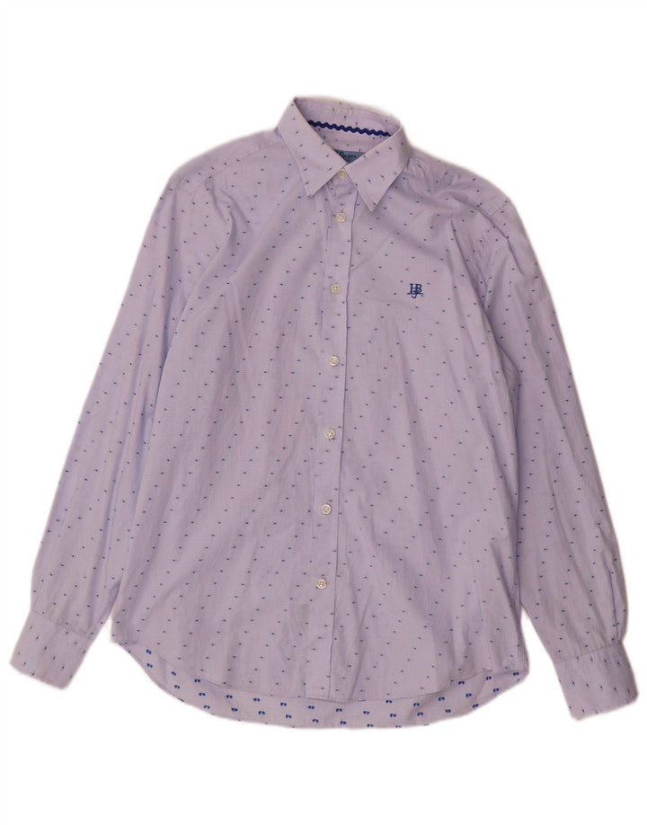 Camisa masculina Harmont & Blaine algodão manchado azul médio