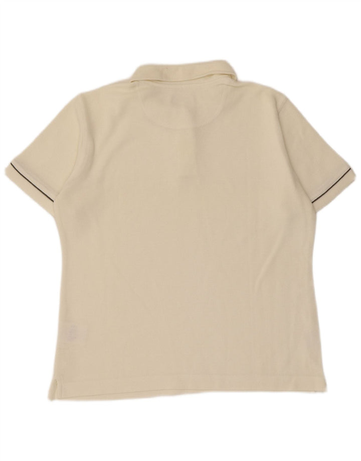 Camisa polo feminina Lotto Reino Unido 12 algodão listrado branco médio