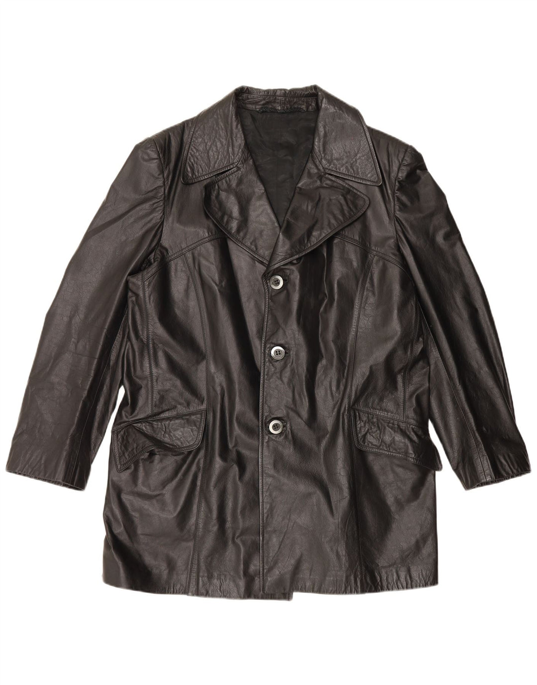 Jaqueta de couro masculina vintage UK 42 XL preta