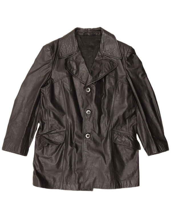 Jaqueta de couro masculina vintage UK 42 XL preta