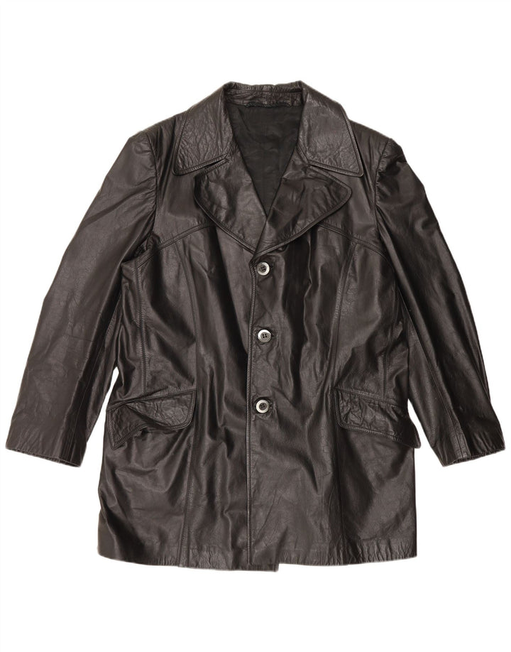 Jaqueta de couro masculina vintage UK 42 XL preta