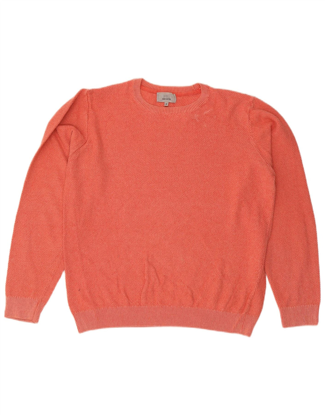 Suéter masculino Marks & Spencer com gola redonda e algodão laranja médio