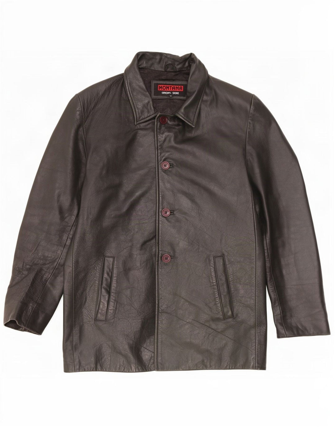 Jaqueta de couro masculina MONTANA UK 44 2XL preta