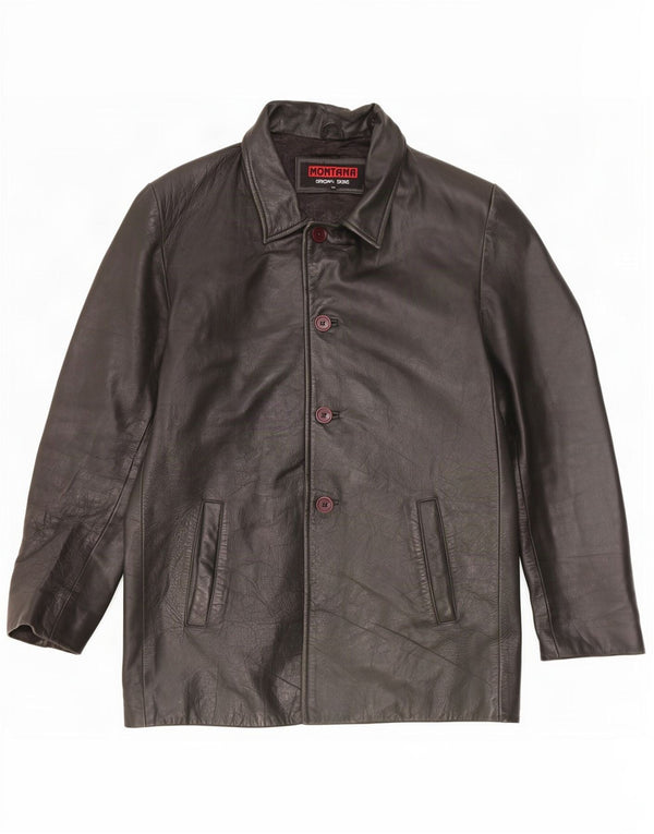 MONTANA Mens Leather Jacket UK 44 2XL Black