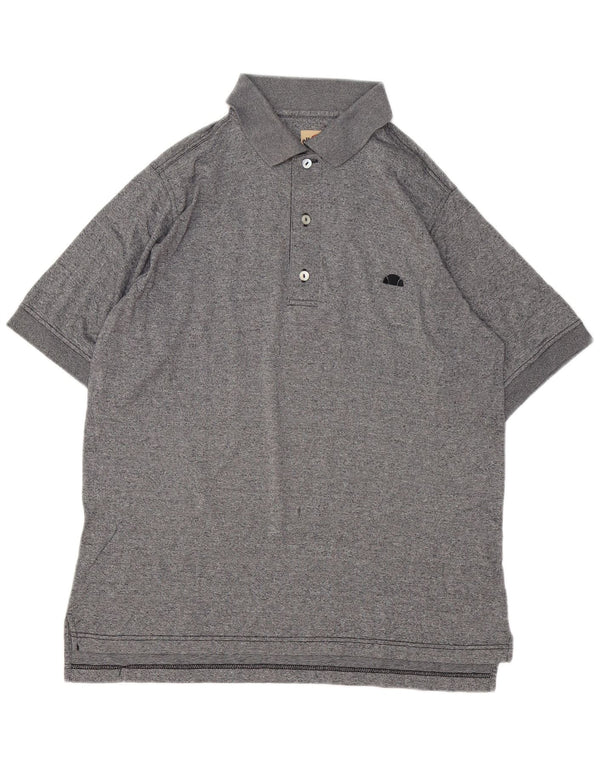 Camisa polo masculina Ellesse pequena algodão manchado cinza