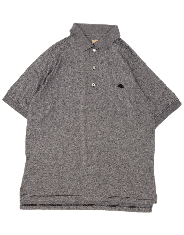 Camisa polo masculina Ellesse pequena algodão manchado cinza