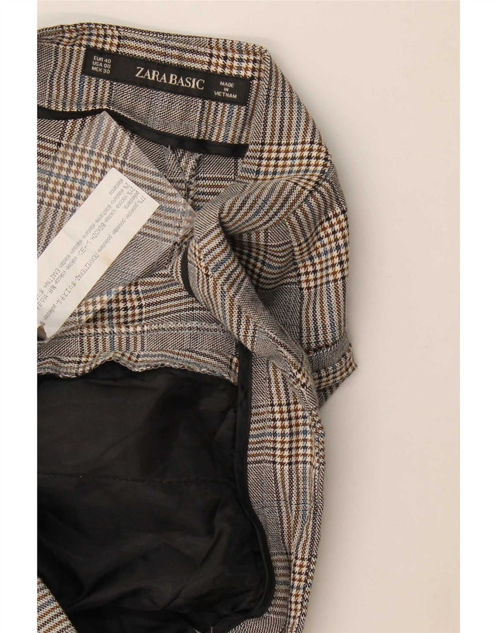 Zara Calça Chino Feminina Slim EU 40 Médio W30 L27 Cinza Houndstooth