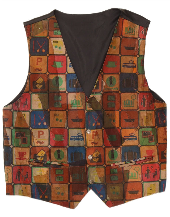 Colete masculino de camurça C&A grande couro patchwork multicolorido