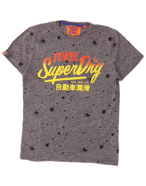 Camiseta gráfica masculina Superdry Top cinza médio algodão tie-dye