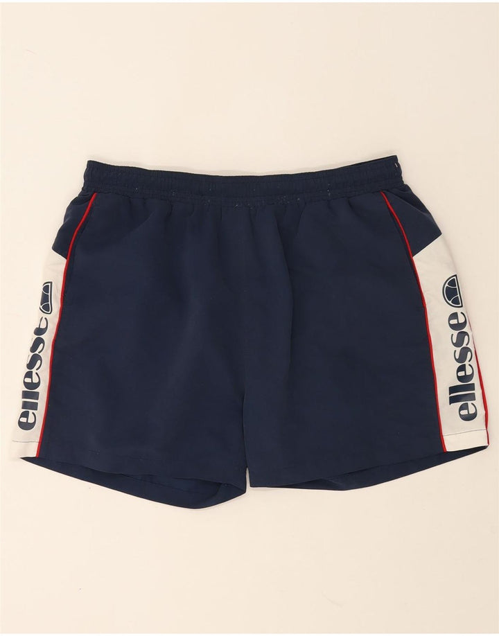 Shorts esportivos masculinos Ellesse grande poliéster colorblock azul marinho