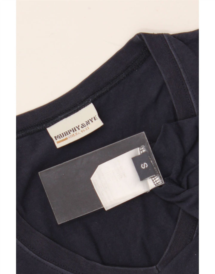 Murphy & Nye Top gráfico feminino cropped manga comprida Reino Unido 10 pequeno azul marinho