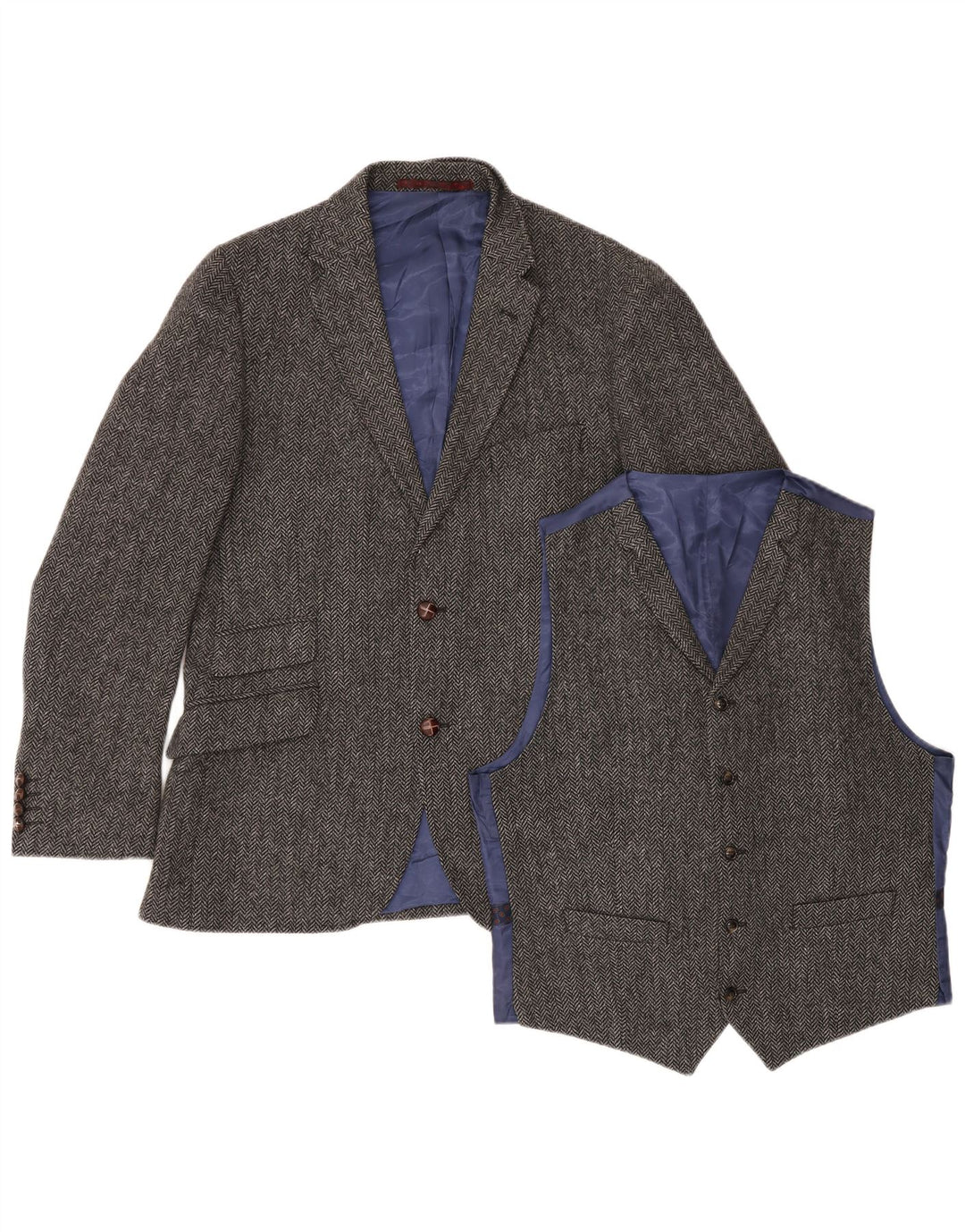 Conjunto de peças masculinas sob medida da Marks & Spencer em espinha de peixe cinza médio