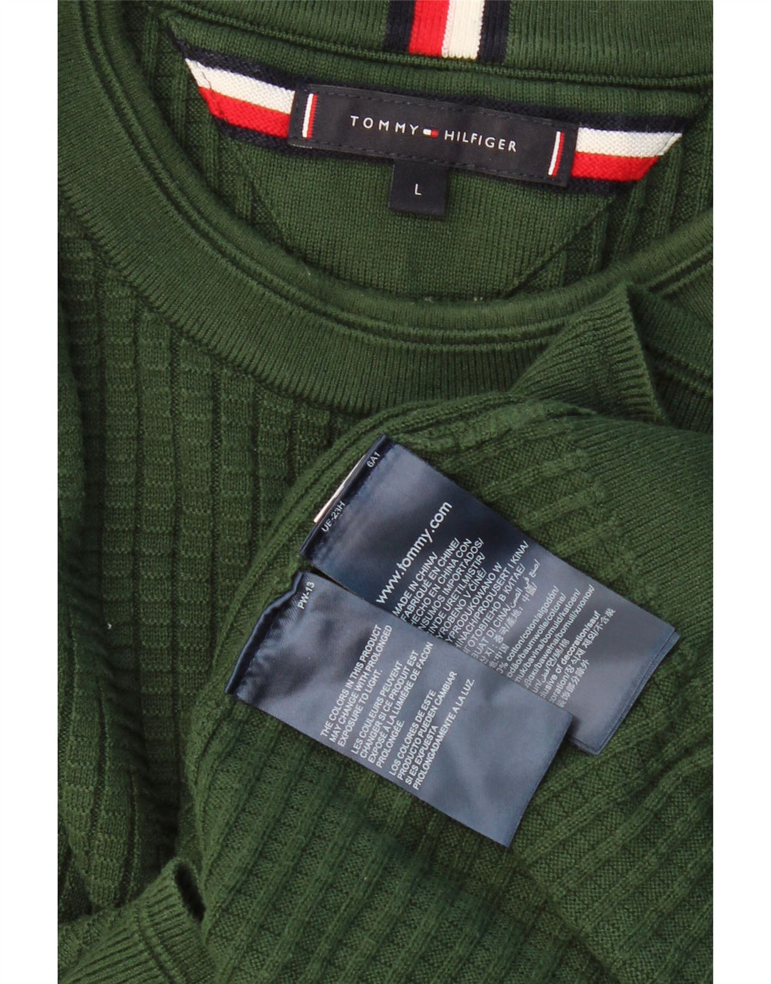 Suéter masculino TOMMY HILFIGER com gola redonda, grande algodão verde