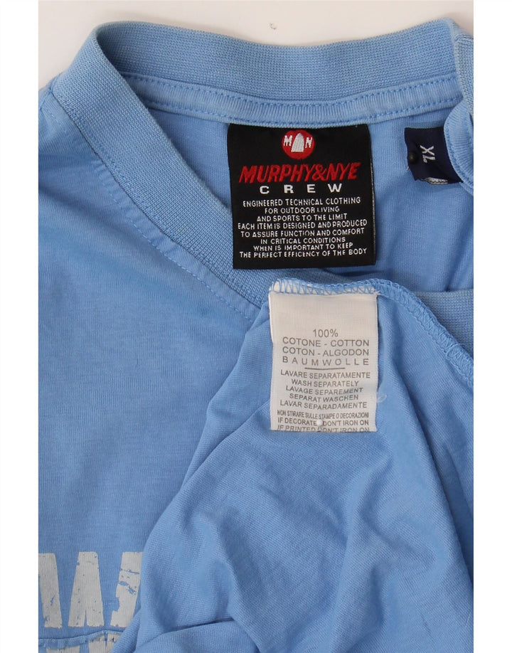MURPHY & NYE Mens Graphic Top Long Sleeve XL Blue Cotton Vintage Murphy & Nye and Second-Hand Murphy & Nye from Messina Hembry 