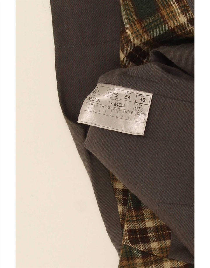 Colete masculino vintage IT 48 lã virgem xadrez verde médio