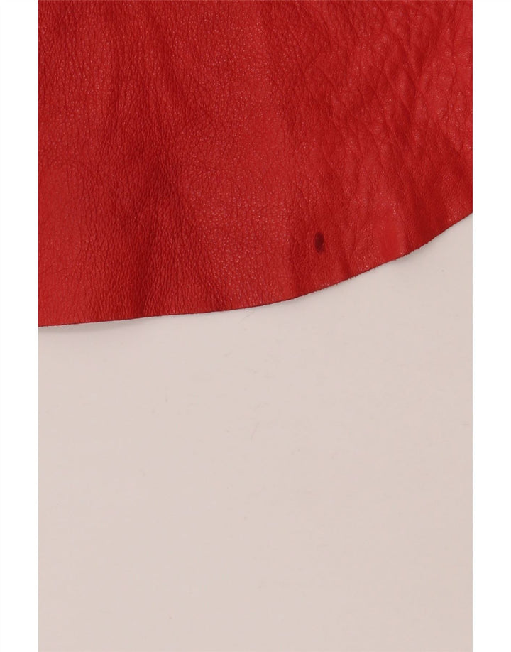 Camisa feminina de couro Strenesse UK 12 pele de cordeiro vermelha média