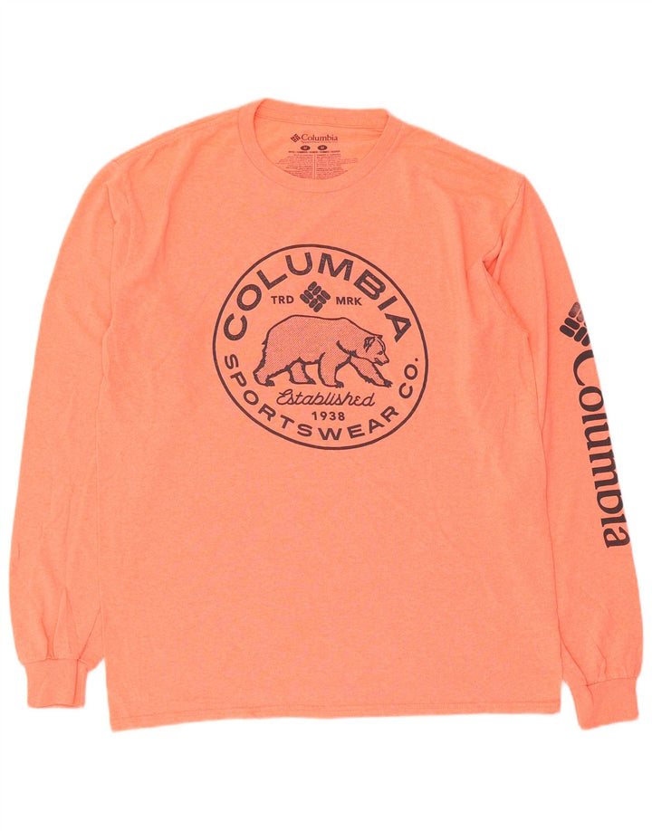 Columbia Mens Graphic Top Manga Longa Médio Algodão Laranja