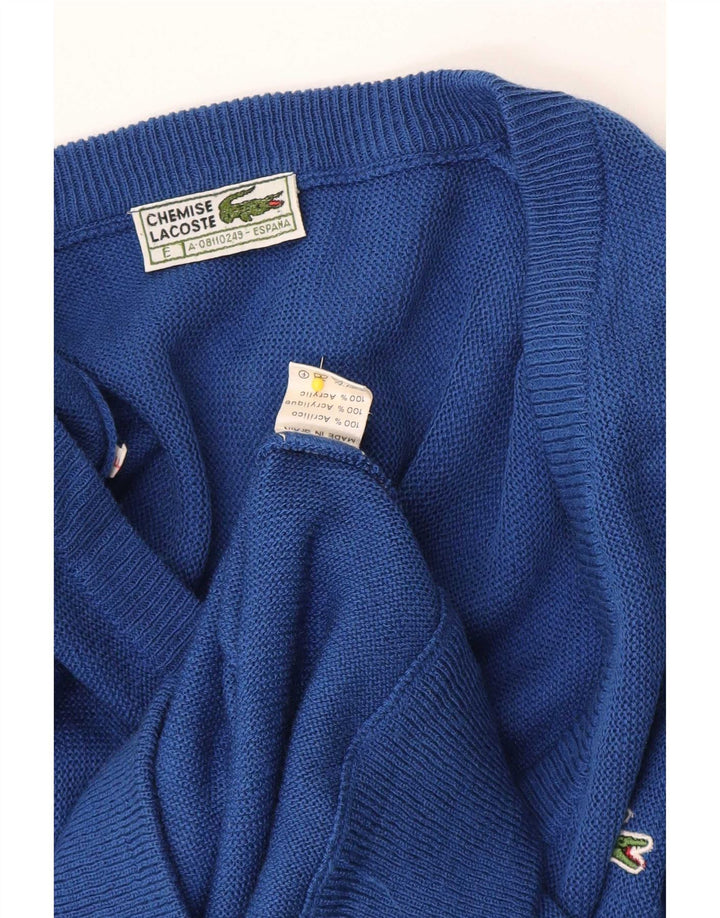 Suéter masculino Lacoste com decote em V médio azul acrílico