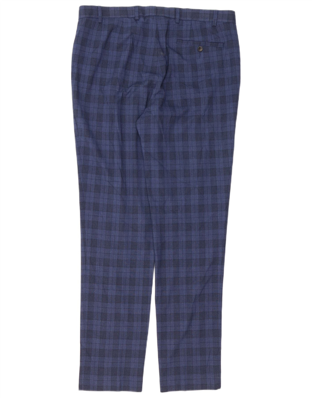Calça skinny masculina Marks & Spencer W36 L33 poliéster xadrez azul marinho