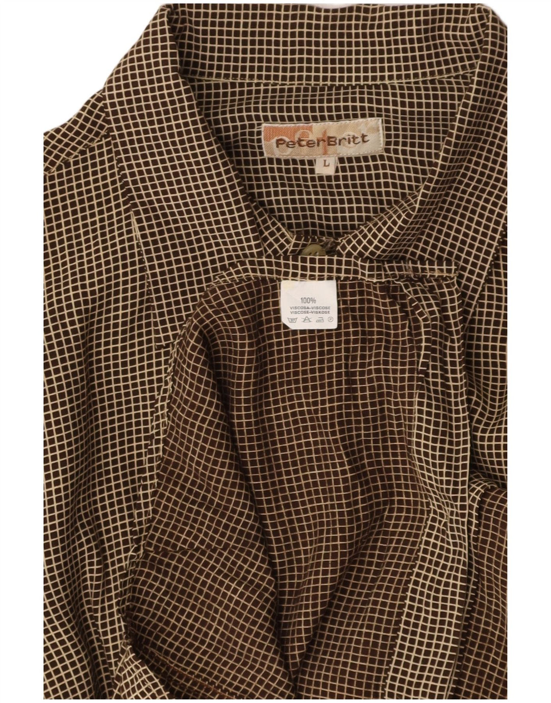 Camisa masculina VINTAGE grande viscose xadrez marrom