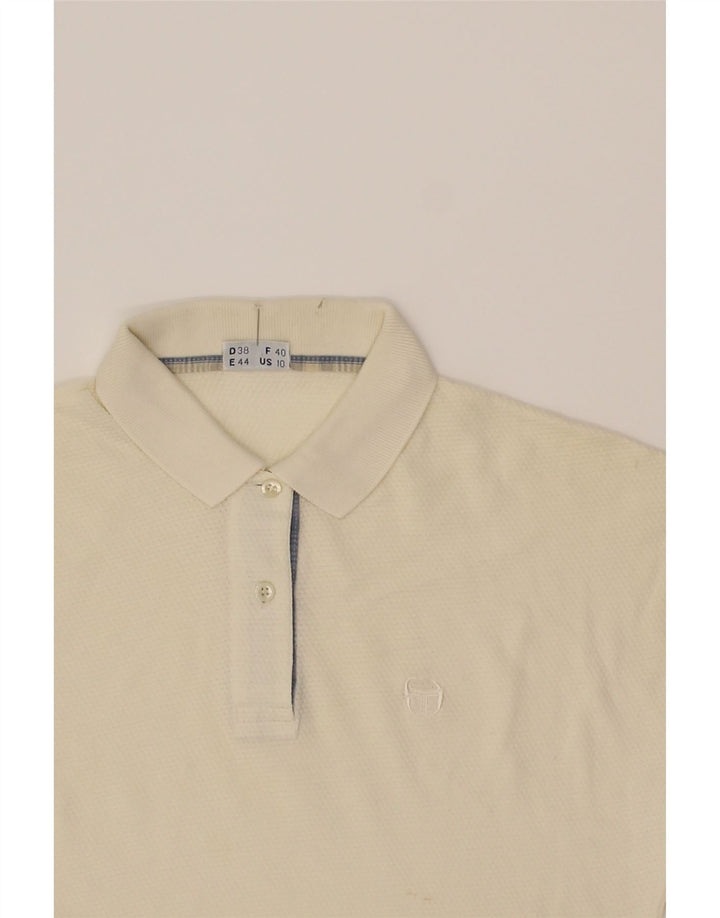 SERGIO TACCHINI Womens Sleeveless Polo Shirt EU 44 XL Off White Cotton Vintage Sergio Tacchini and Second-Hand Sergio Tacchini from Messina Hembry 
