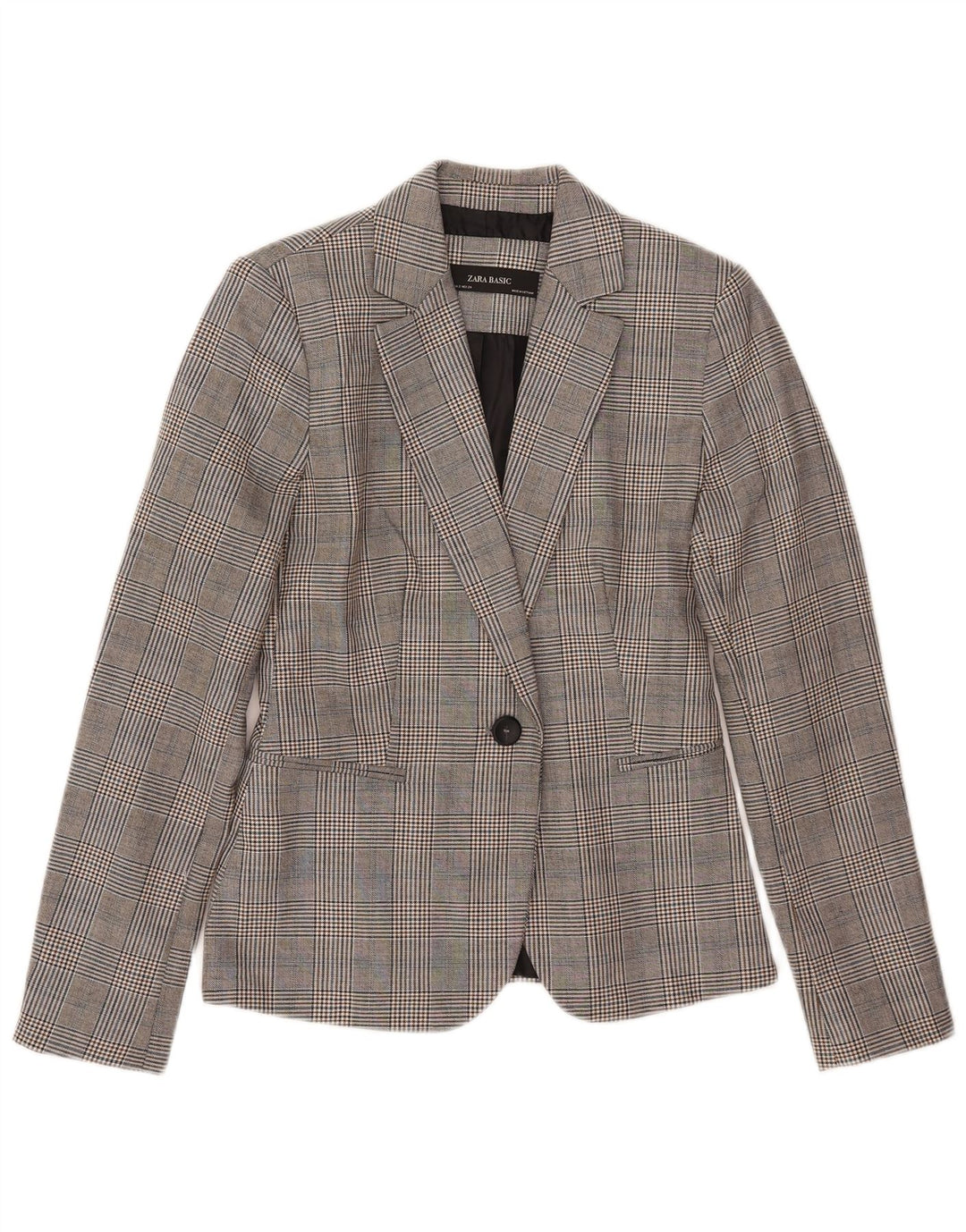 Jaqueta blazer feminina Zara EU 34 2XS cinza houndstooth poliéster